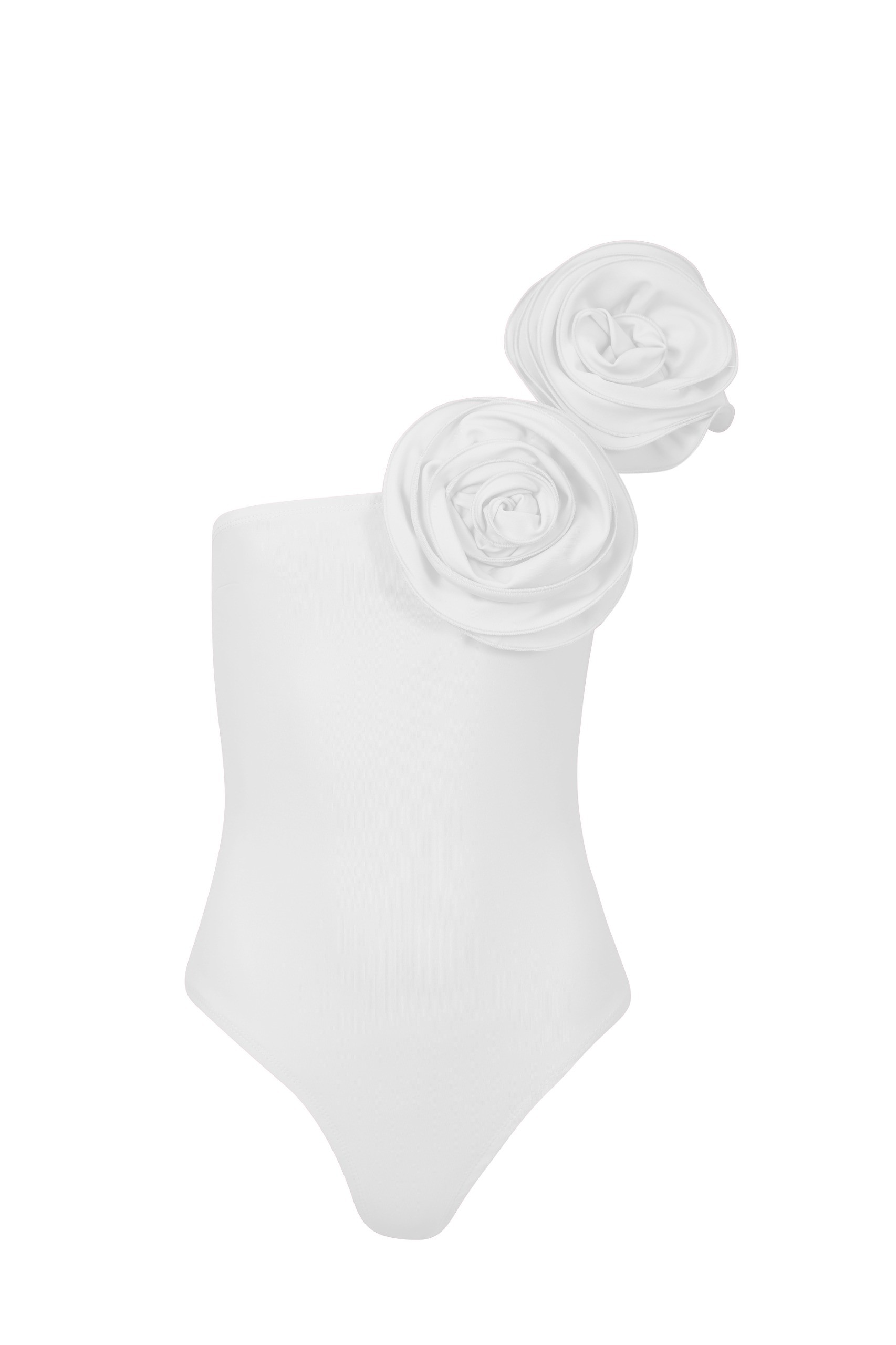 Flora Gül Detaylı Kolsuz Bodysuit - Beyaz