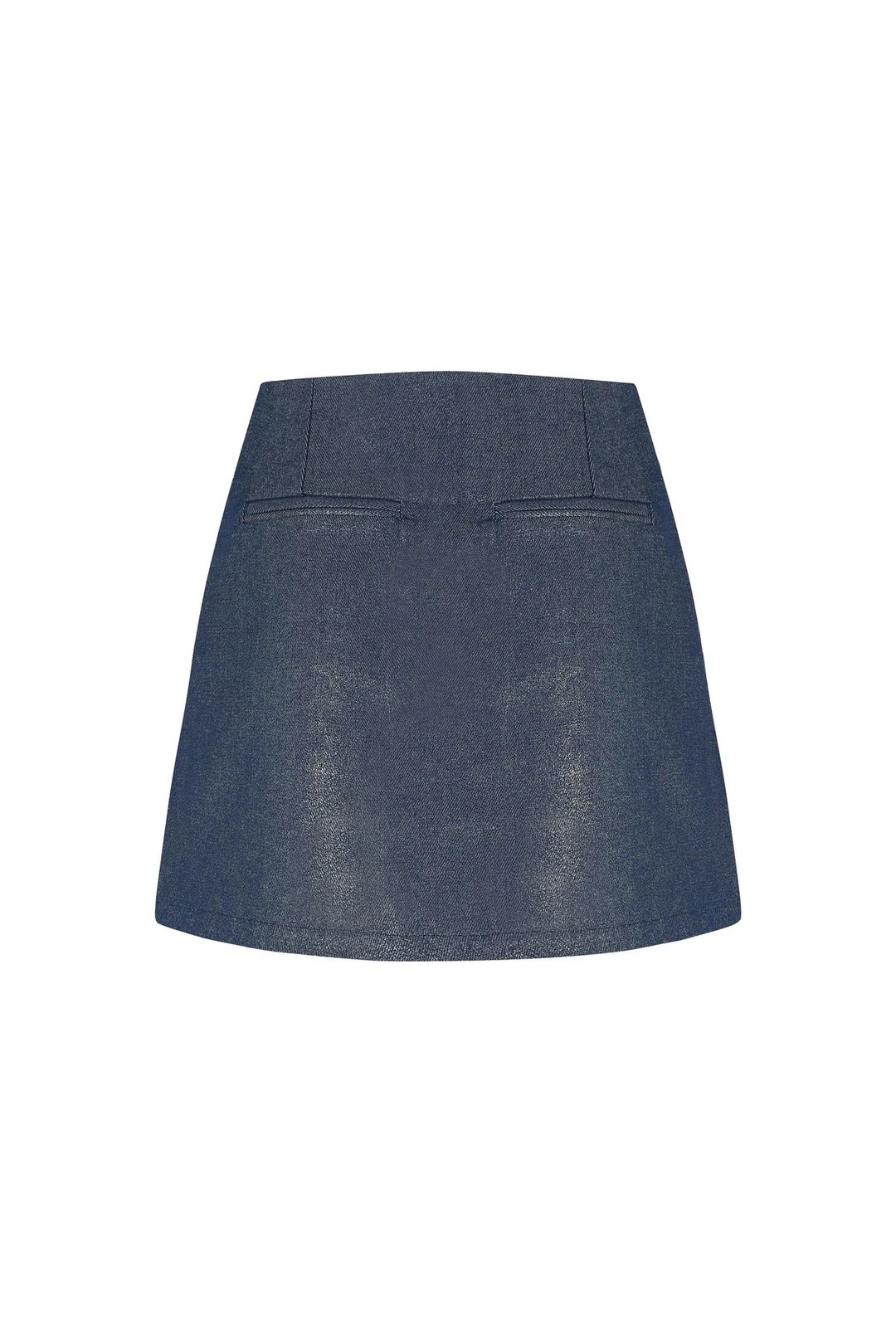 Rapollo Denim Lacivert Varak Baskılı Parlak Etek