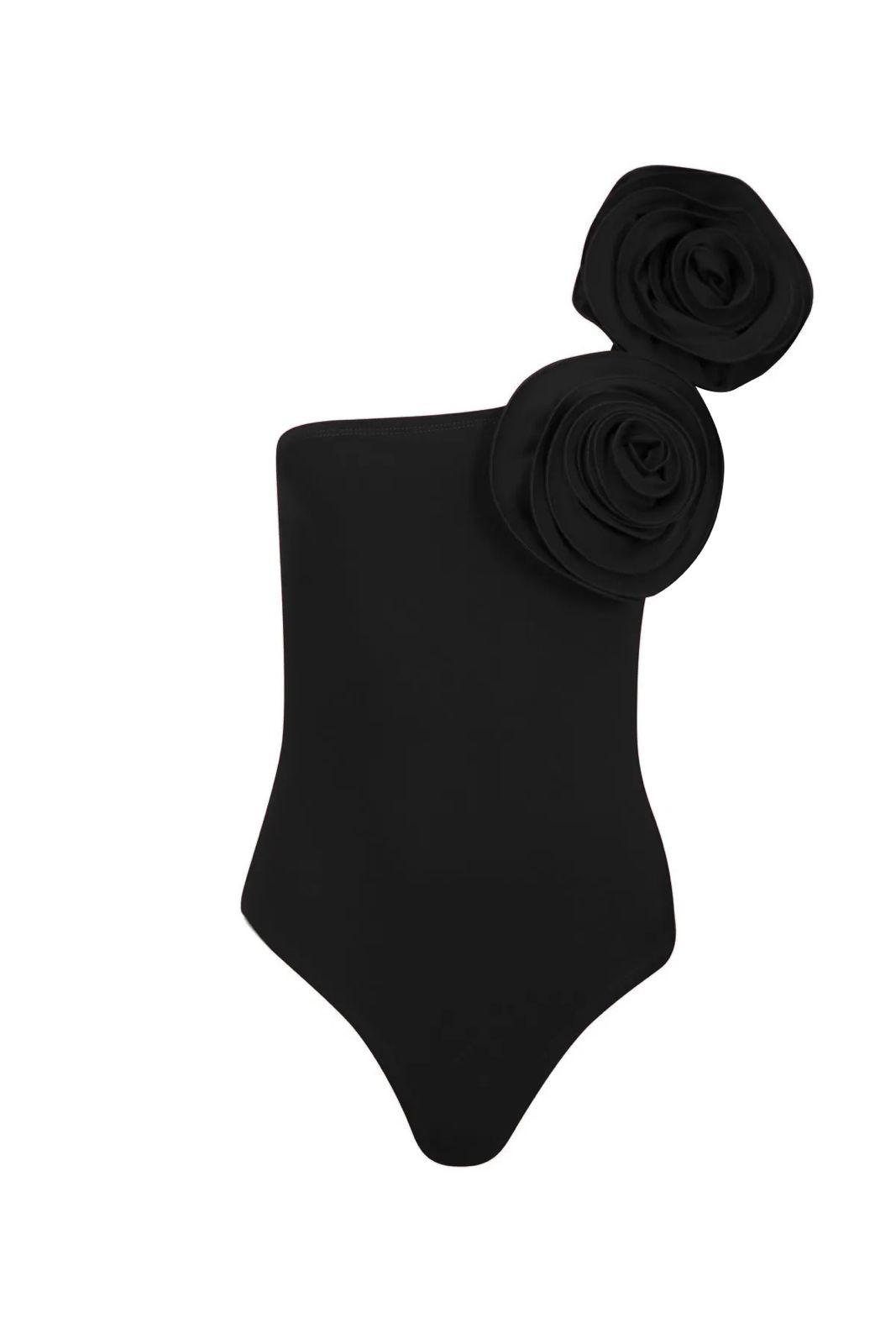 Flora Gül Detaylı Kolsuz Bodysuit - Siyah