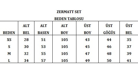 Zermatt Set Fermuarlı Şardonlu 3iplik Takım