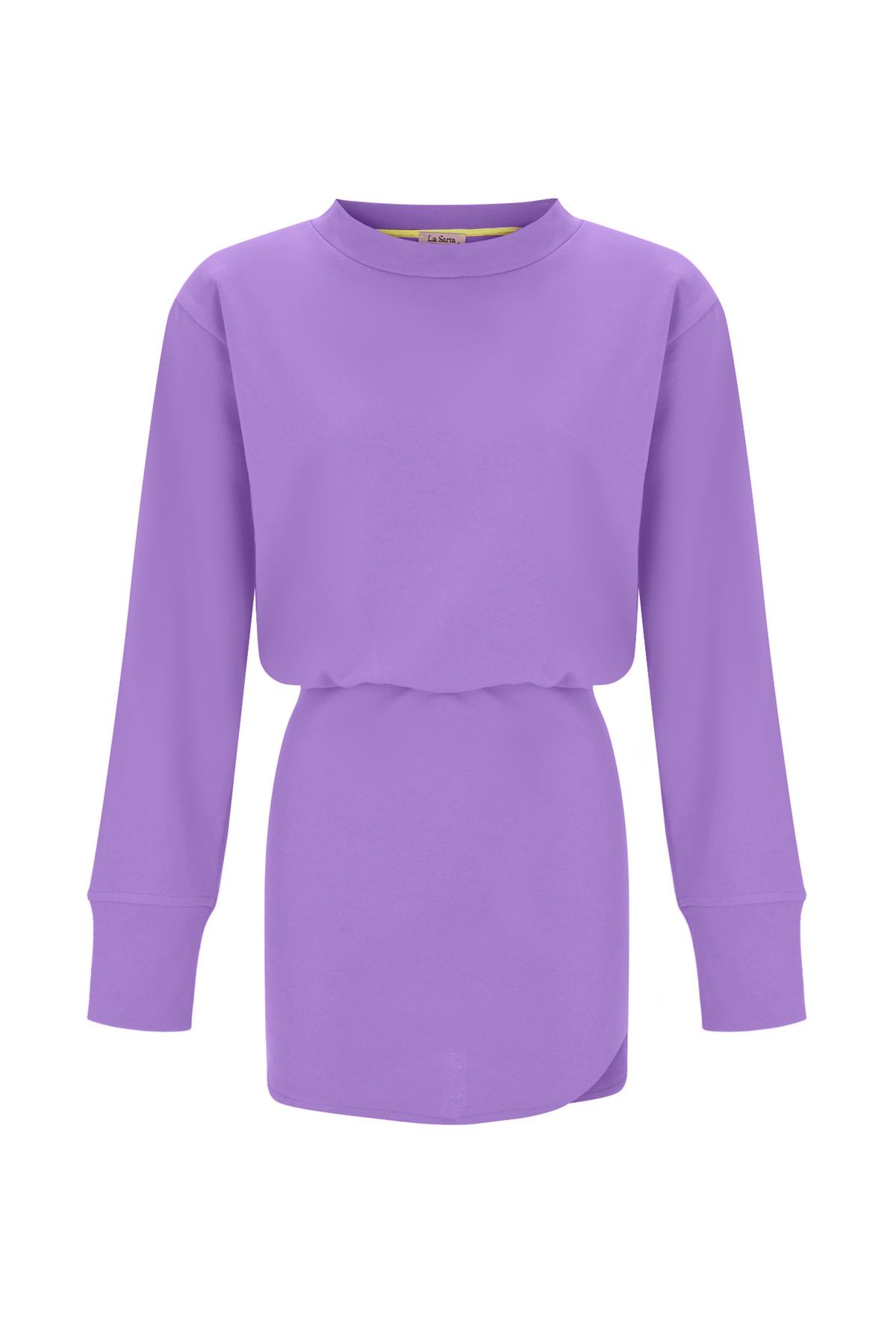 Luna Mini Yırtmaç Detaylı Uzun Kollu Sweat Lila Elbise