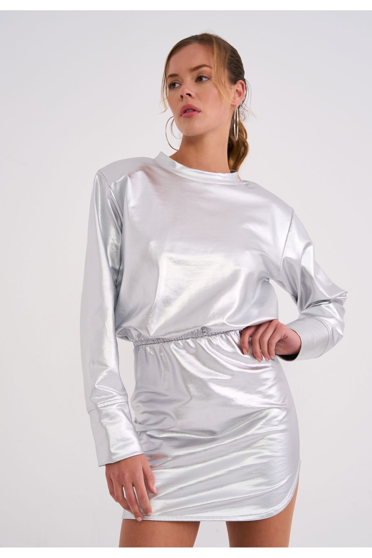 Luna Sweat Gümüş Elbise