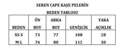 Seren Cape Kaşe Pelerin