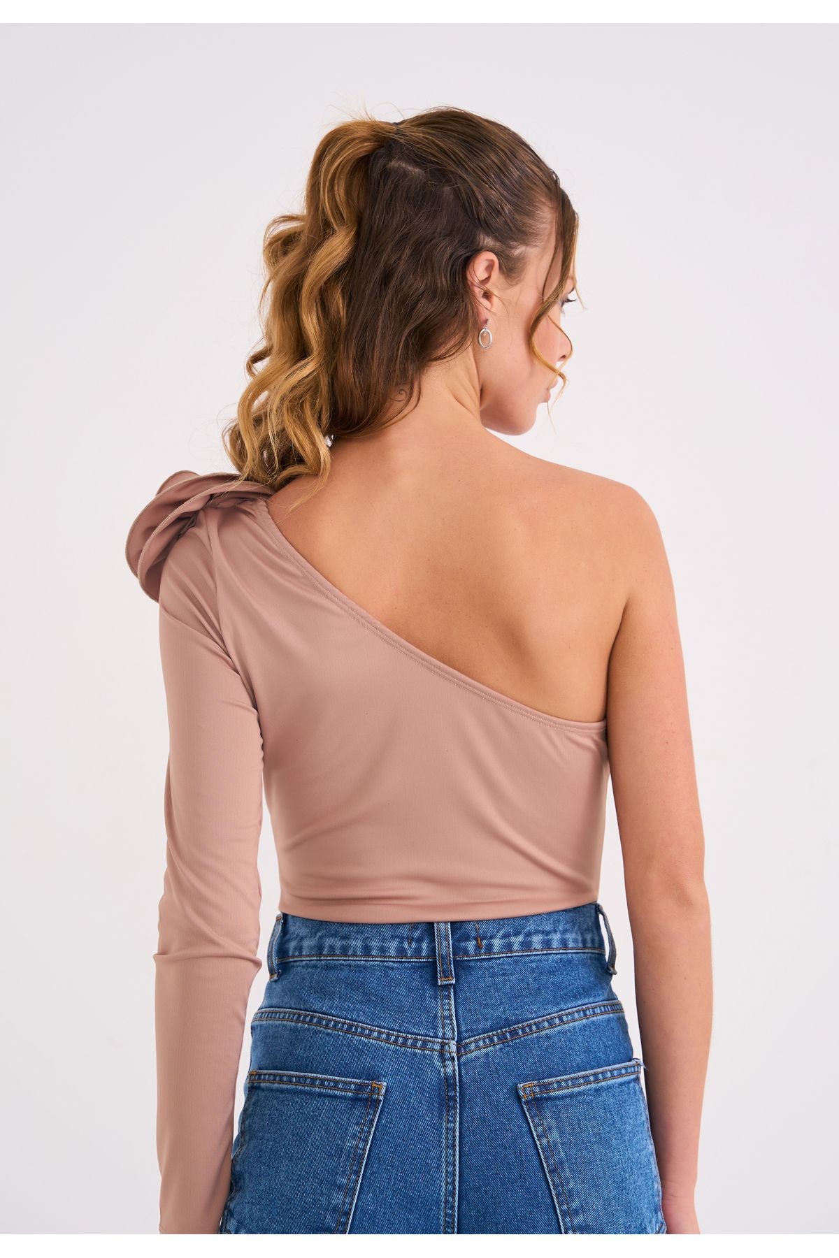 Elba Gül Detaylı Bodysuit - Taş Rengi