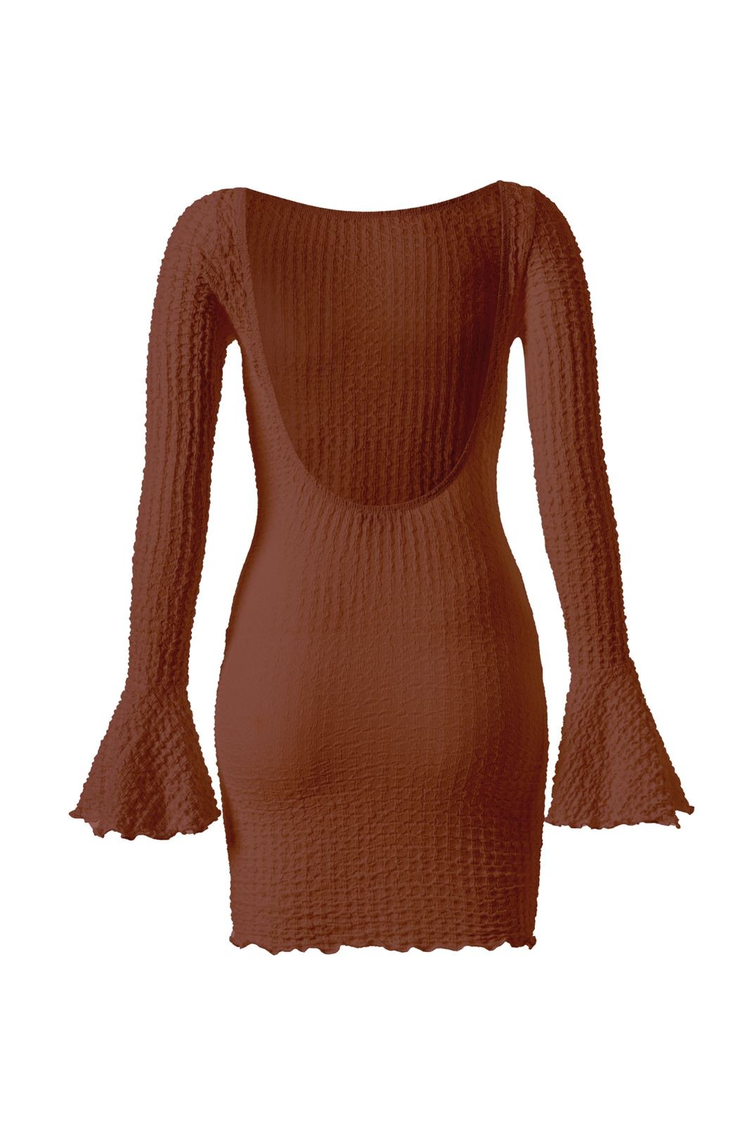 Fleur Dress Sırtı Açık Kahverengi Mini Elbise