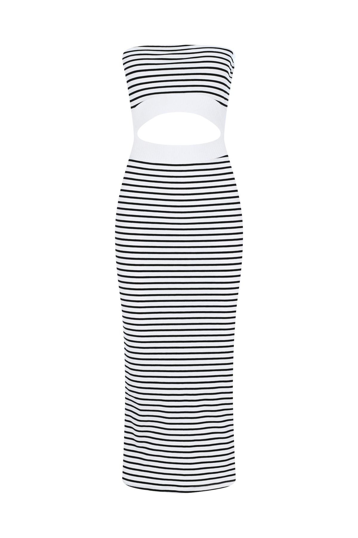 Love Stripes Kaşkorse Toplayıcı Çizgili Straplez Elbise