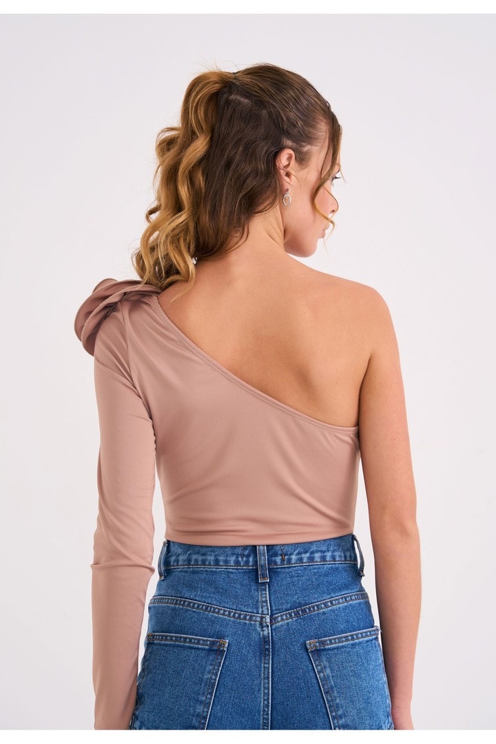 Elba Gül Detaylı Bodysuit - Taş Rengi
