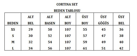 Cortina Set Düğmeli Şardonlu 3iplik Takım