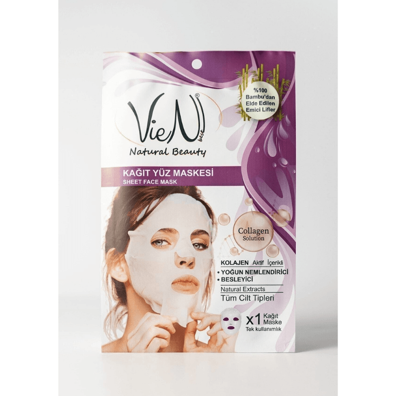 Vien Kağıt Yüz Maskesi Collagen Yoğun Nemlendirici Besleyici (TEK KULLANIMLIK)
