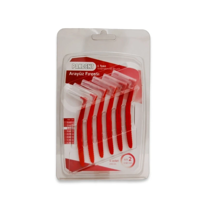 Pakdent Arayüz Fırçası L Tipi 0,5 mm 6'lı - Kırmızı