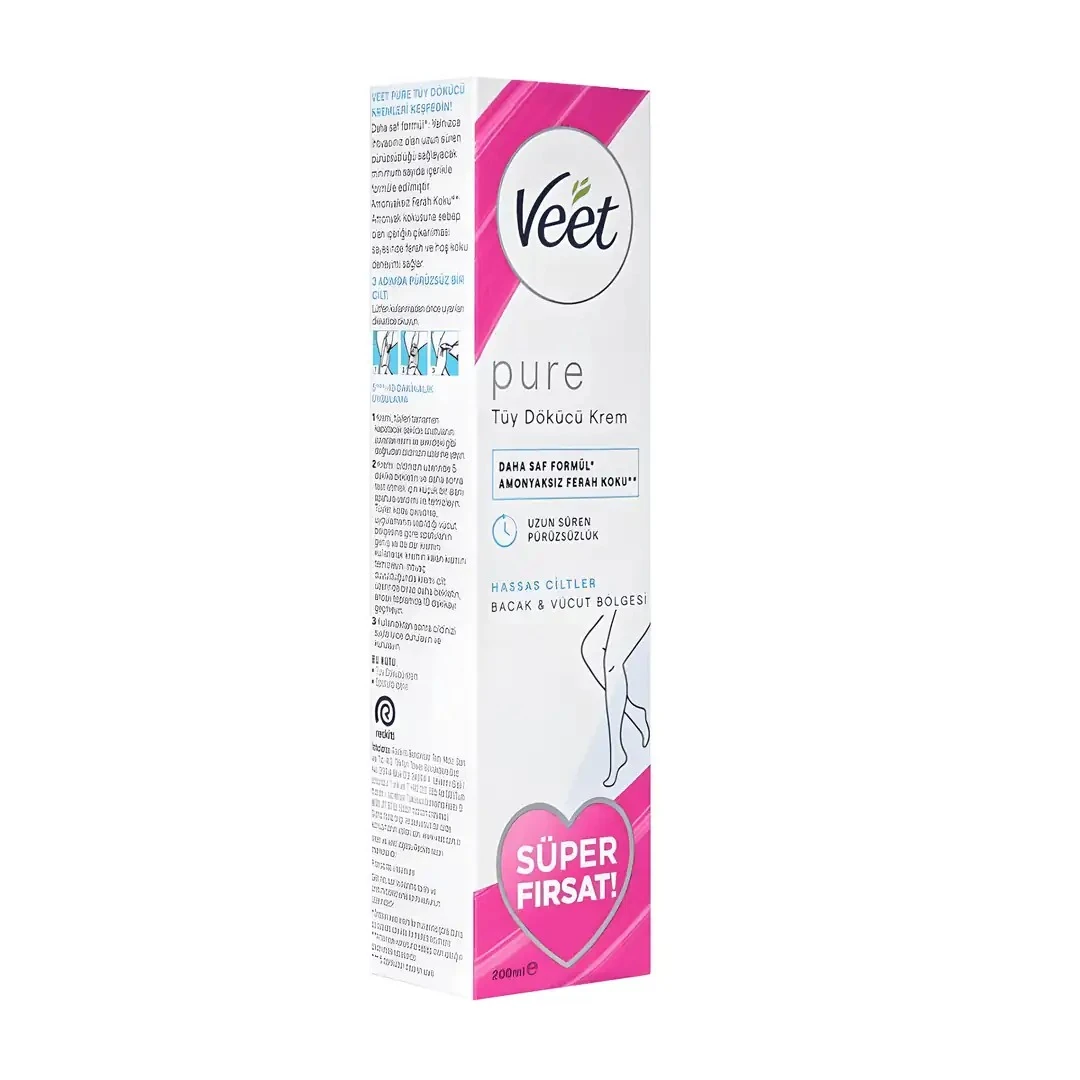 Veet Pure Tüy Dökücü Krem Bacak ve Vücut Bölgesi Hassas Ciltler 200 ml