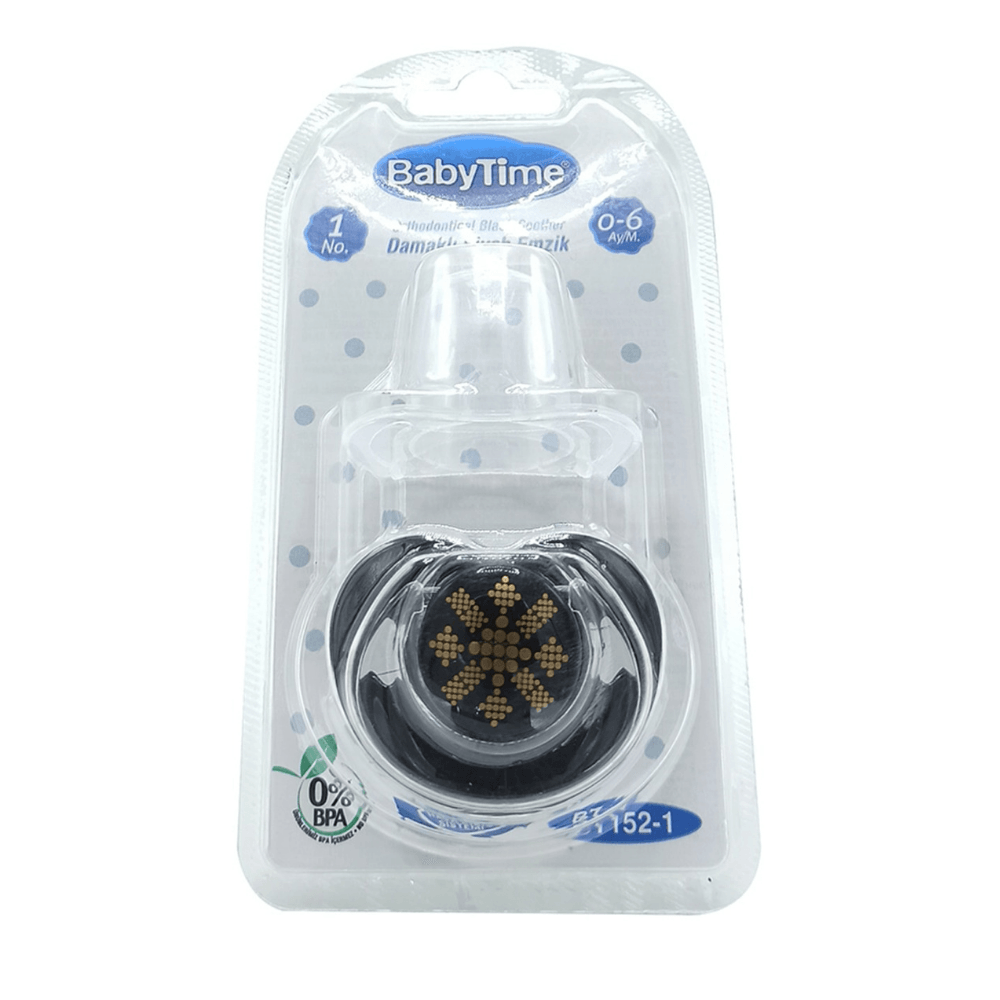 Baby Time BT153 Silikon Damaklı Koruyucu Kapaklı Siyah Gövdeli Emzik