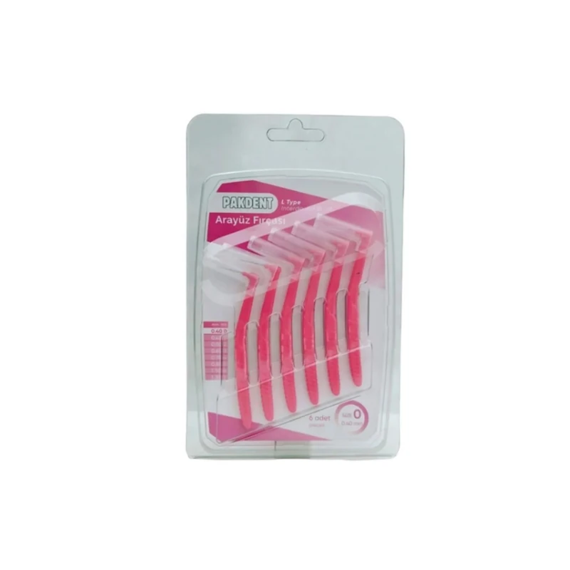 Pakdent Arayüz Fırçası L Tipi 0,4 mm 6'lı - Pembe