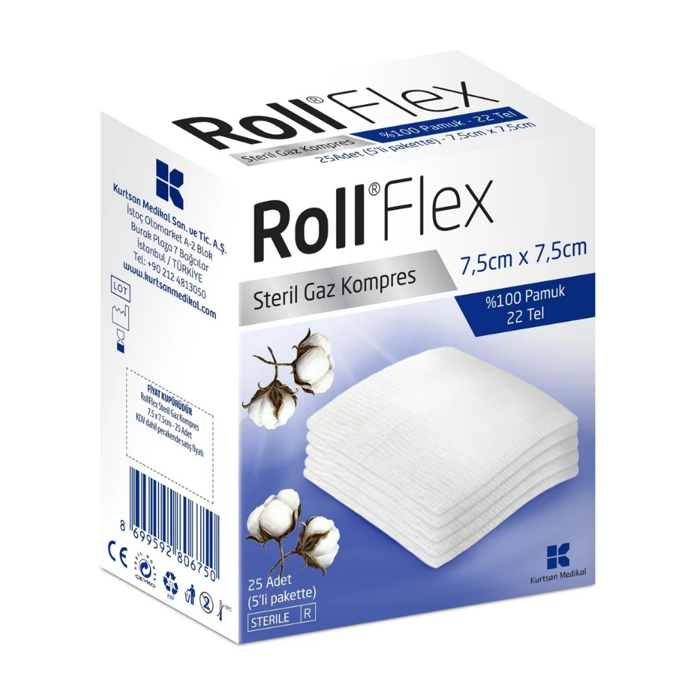 Roll Flex Gaz Kompres 7,5cm x 7,5cm 25'li
