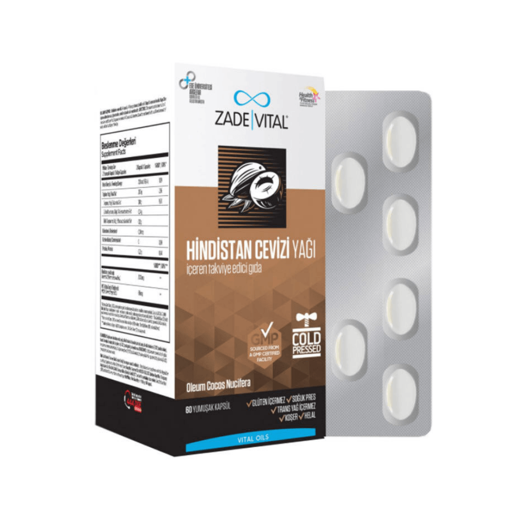Zade Vital Hindistan Cevizi Yağı 1000 Mg 60 Blister Kapsül