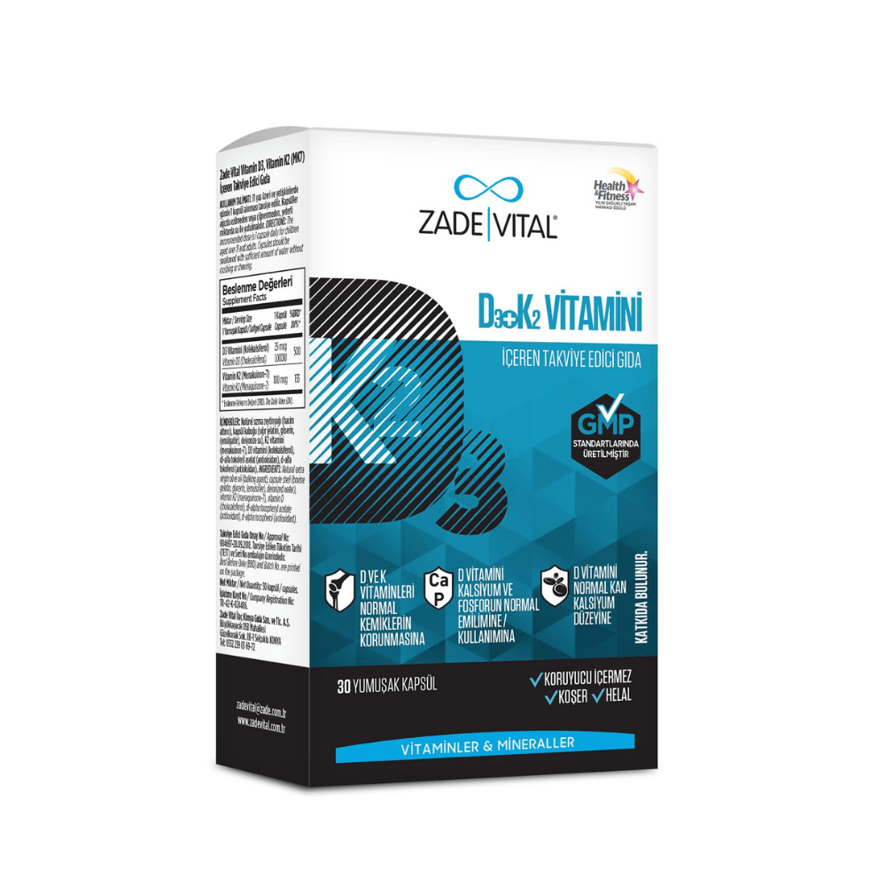 Zade Vital D3+K2 Vitamini 30 Kapsül