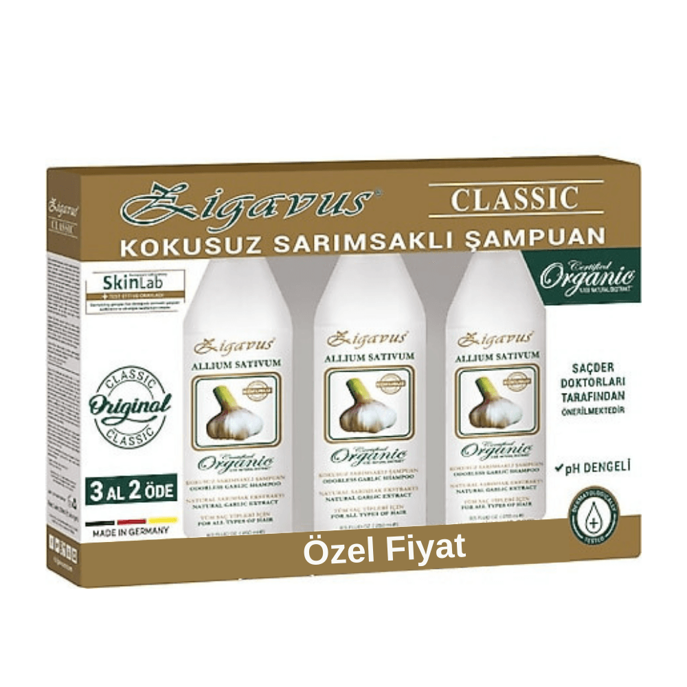 Zigavus Saç Dökülmelerine Karşı Klasik Kokusuz Sarımsaklı Şampuan 250 ml 3 Al 2 Öde
