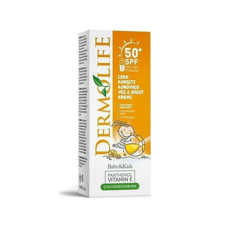 Dermolife Çocuk Leke Karşıtı Koruyucu Yüz ve Vücut Güneş Kremi SPF50 100 ml