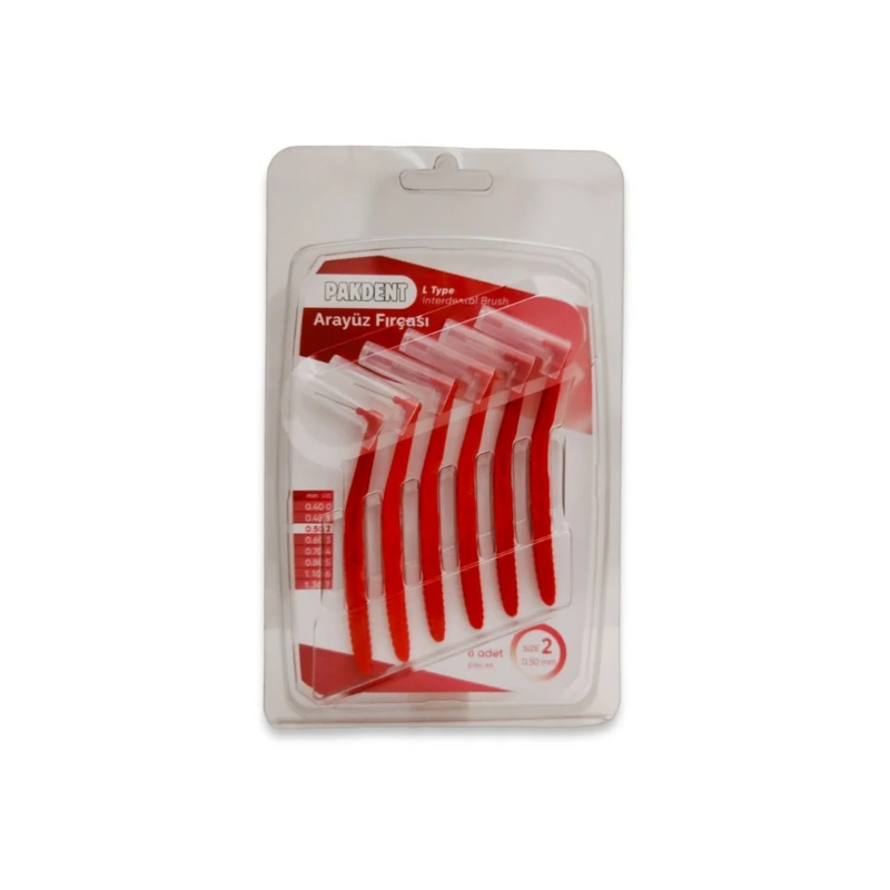 Pakdent Arayüz Fırçası 0,5 mm 6'lı - Kırmızı