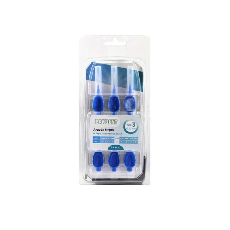 Pakdent Arayüz Fırçası 0,60 mm 6'lı - Mavi