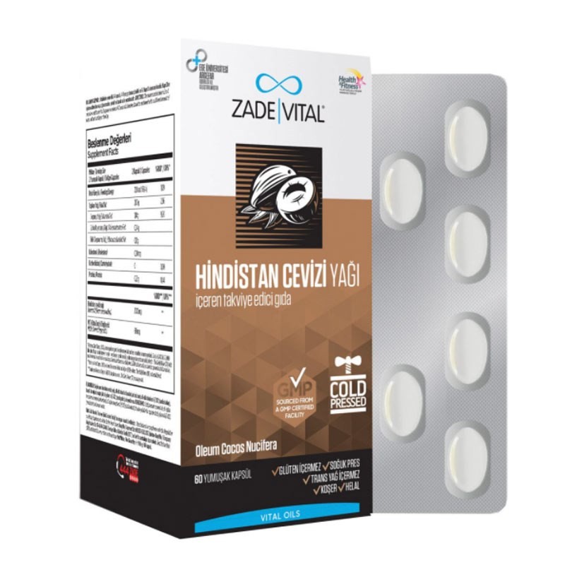 Zade Vital Hindistan Cevizi Yağı 1000 Mg 60 Blister Kapsül