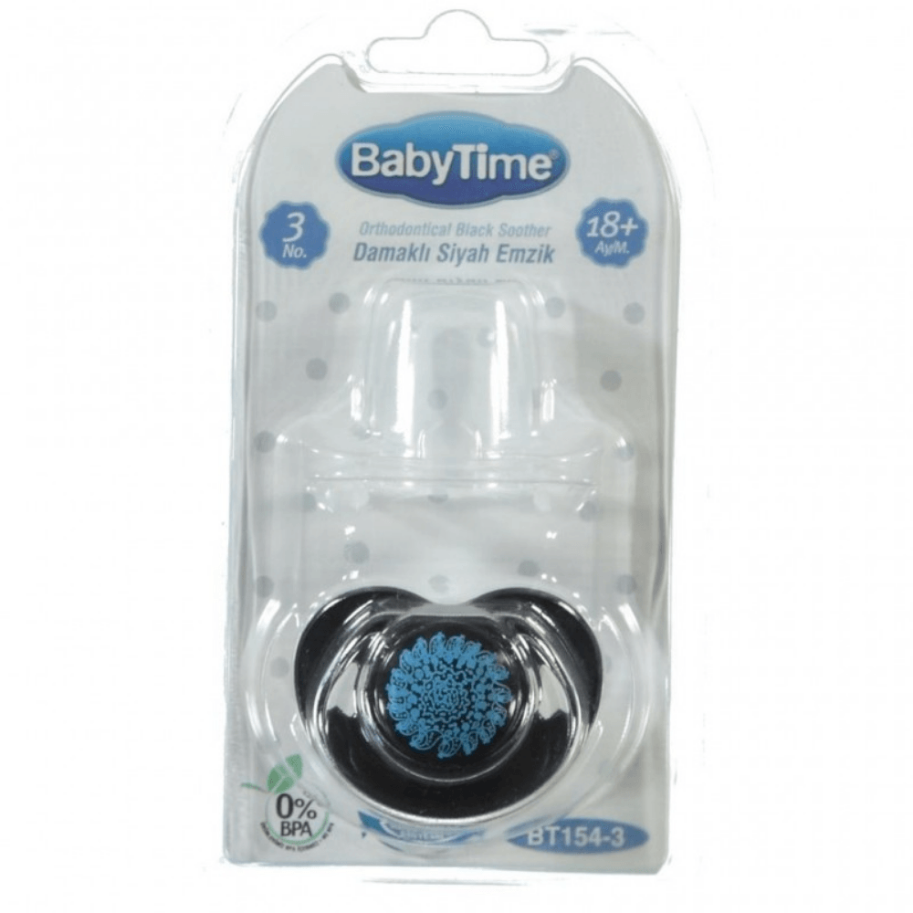 Baby Time BT154-3 Silikon Damaklı Emzik No: 3 - Siyah