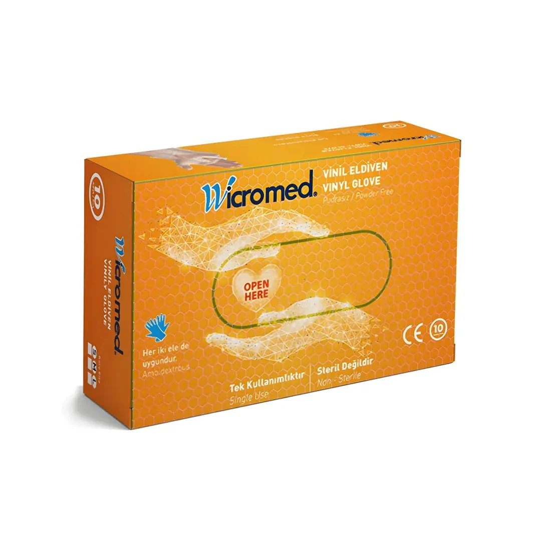 Wicromed Pudrasız Vinil Eldiven Small 10'lu