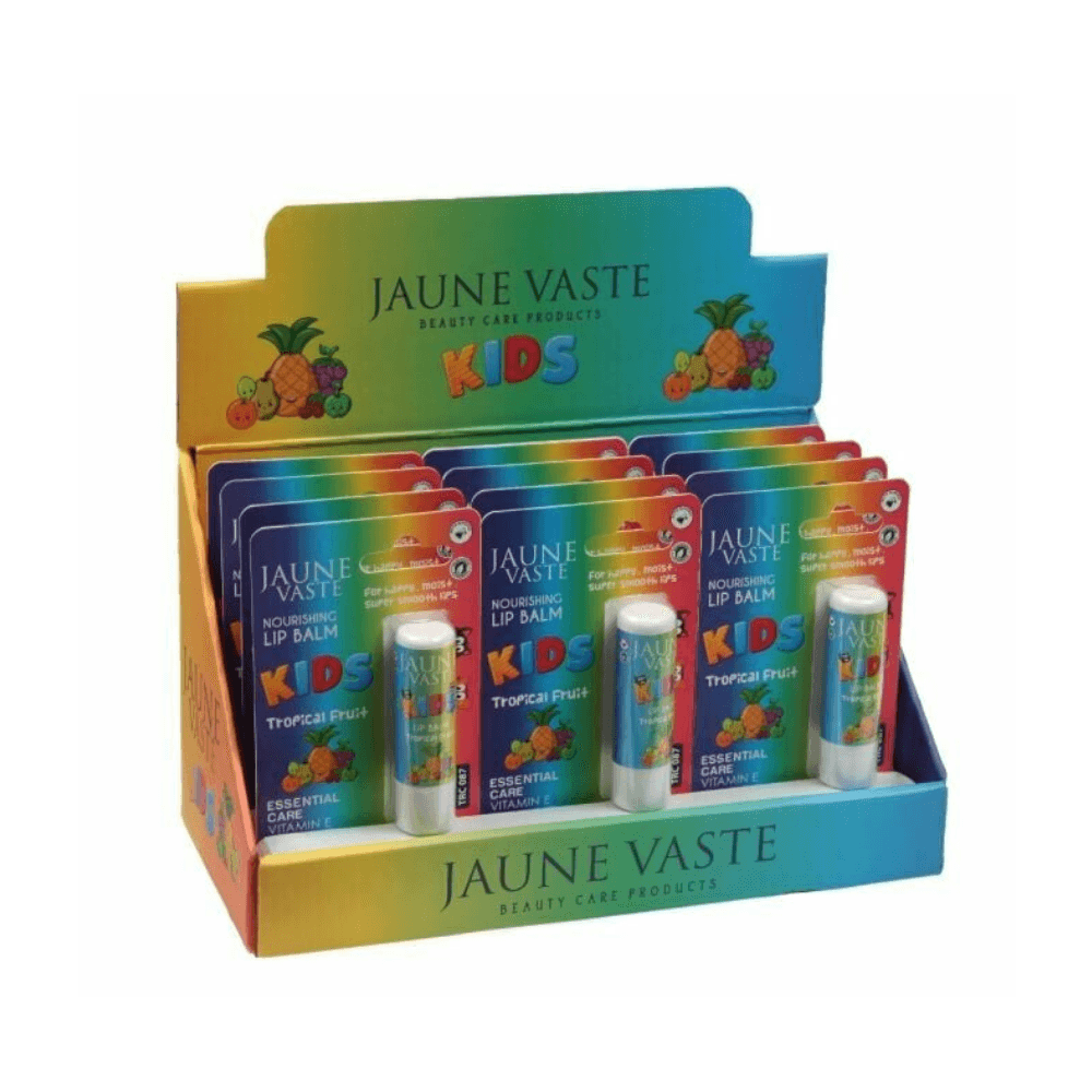 Jaune Vaste Lip Balm Kids Tropikal Meyveli Dudak Kremi - 12'li Stant