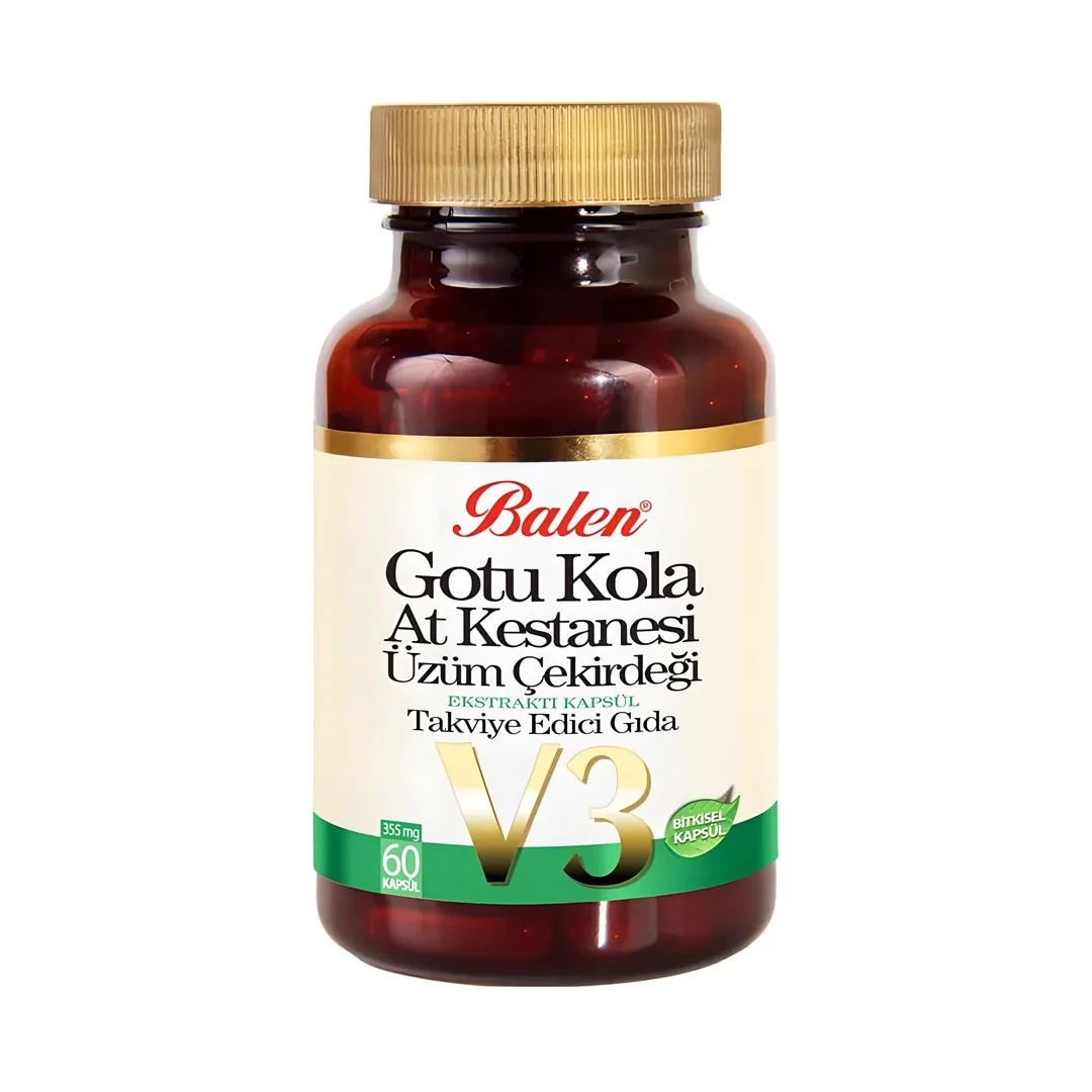 Balen Gotu Kola At Kestanesi Üzüm Çekirdeği Ekstratı V3 355 mg 60 Kapsül