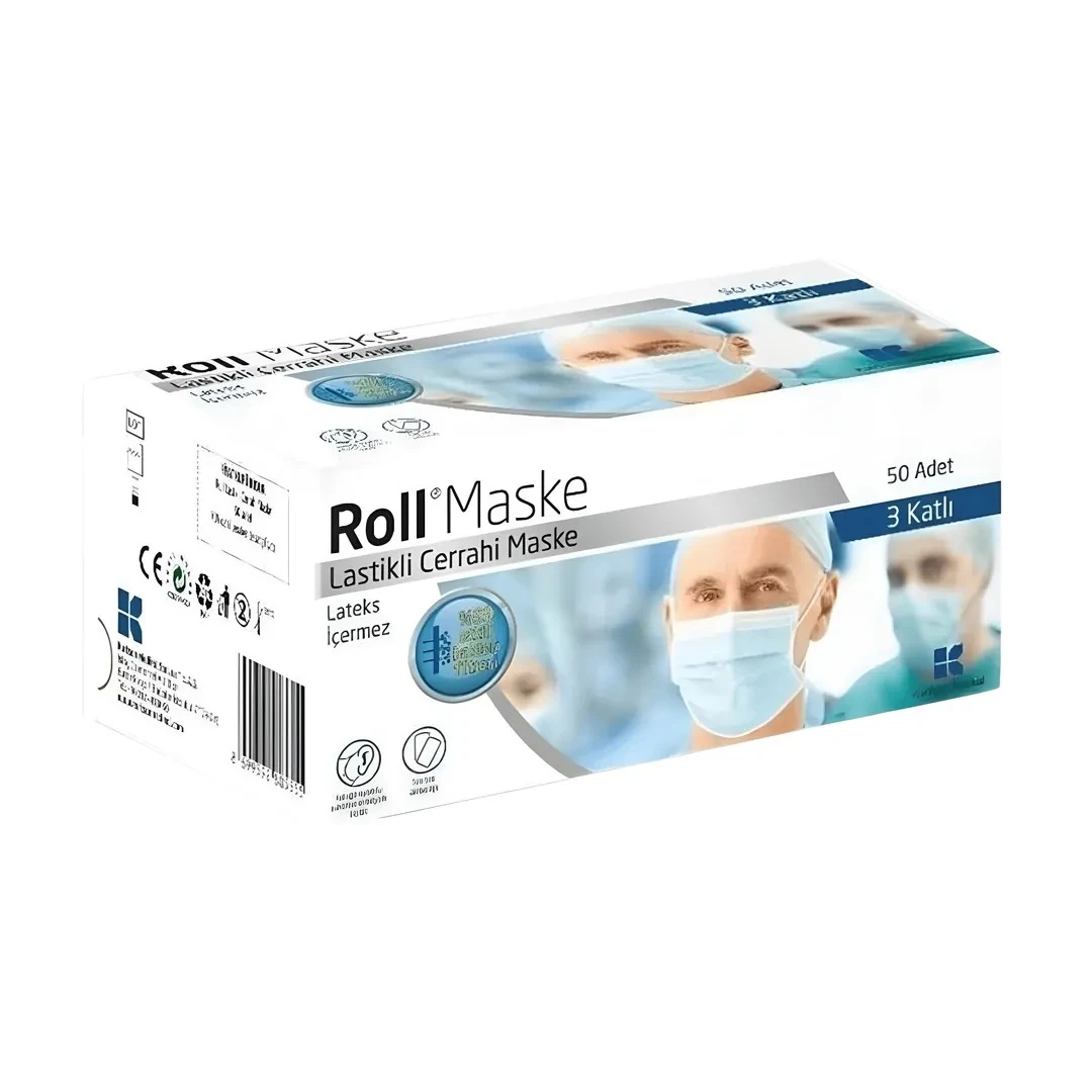 Roll Maske Steril Lastikli 3 Katlı 50 Adet