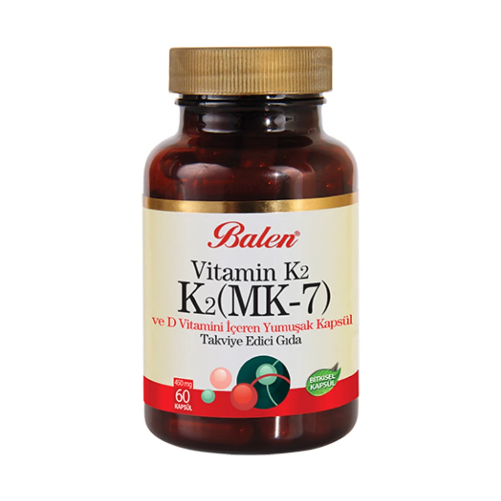 Balen K2 Mk-7 ve D Vitamini İçeren Yumuşak Kapsül 450 mg 60 Kapsül