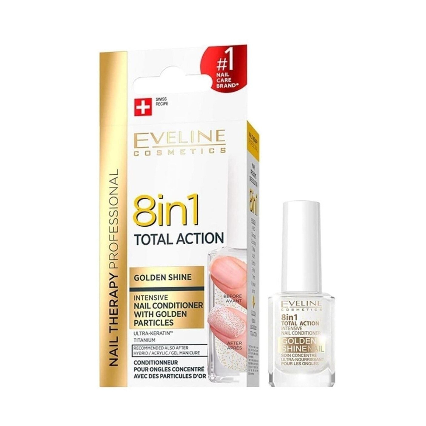Eveline 8 in 1 Total Golden Shine Intensive Nail Conditioner 12 ml