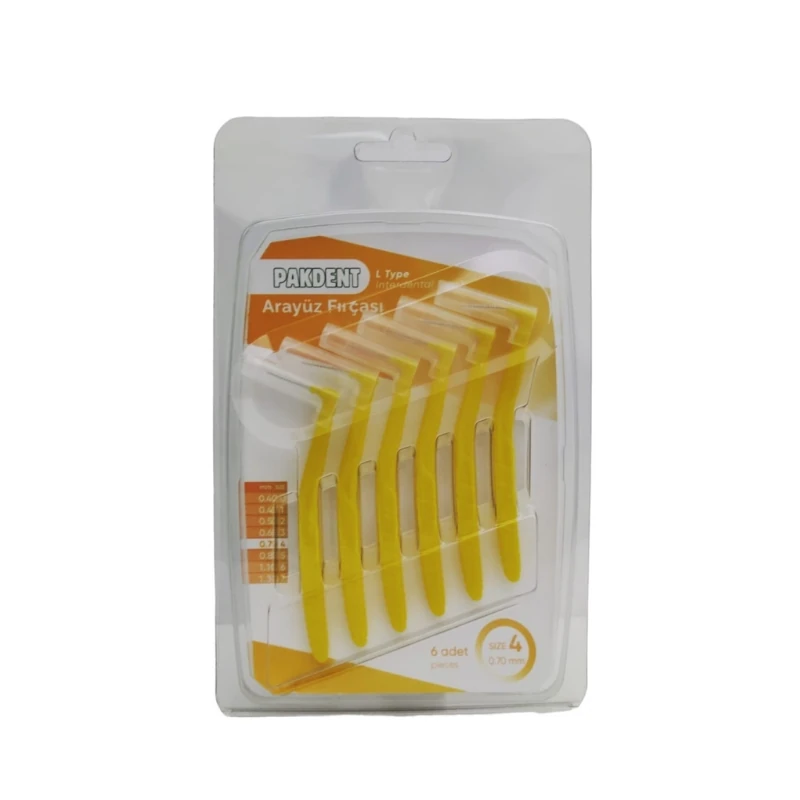 Pakdent Arayüz Fırçası L Tipi 0,70 mm 6'lı - Sarı