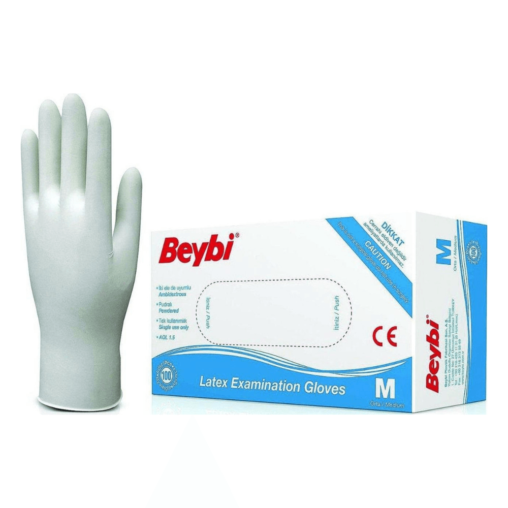 Beybi Lateks Eldiven Pudralı Medium 100'Lü