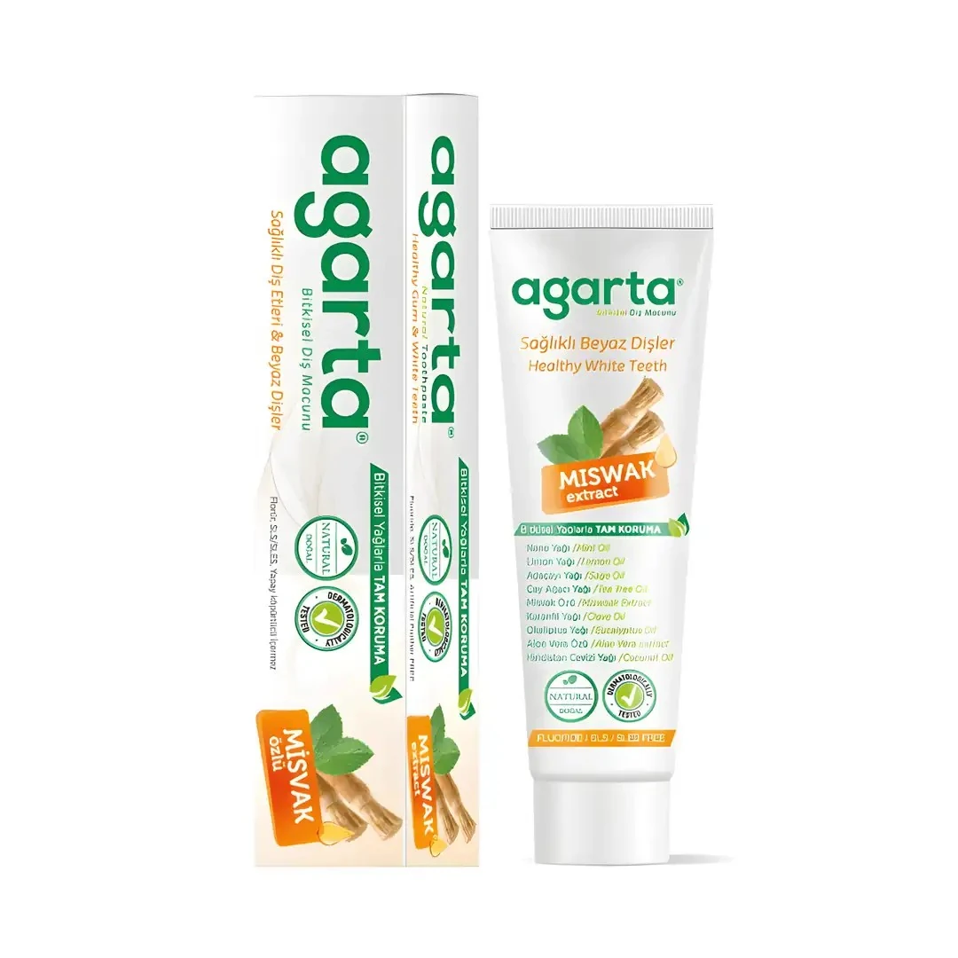 Agarta Bitkisel Diş Macunu Misvak Özlü Tüp 100 ml