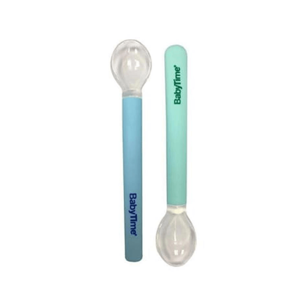 Baby Time BT113 Silikon Mama Kaşığı 2'li Mavi-Beyaz