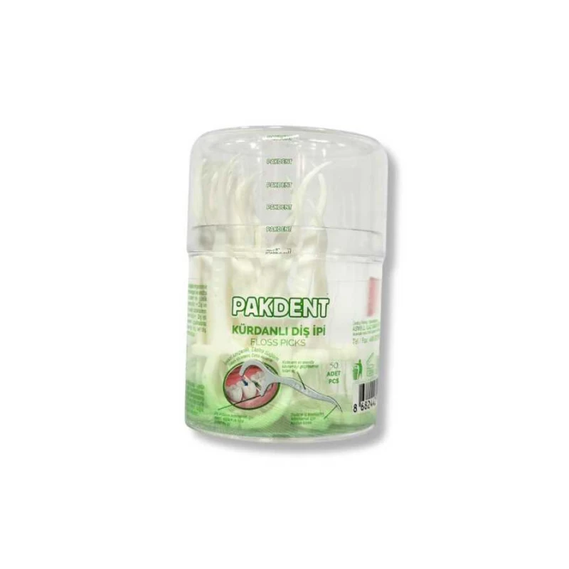 Pakdent Kürdanlı Diş İpi Silindir Kutu 50'li