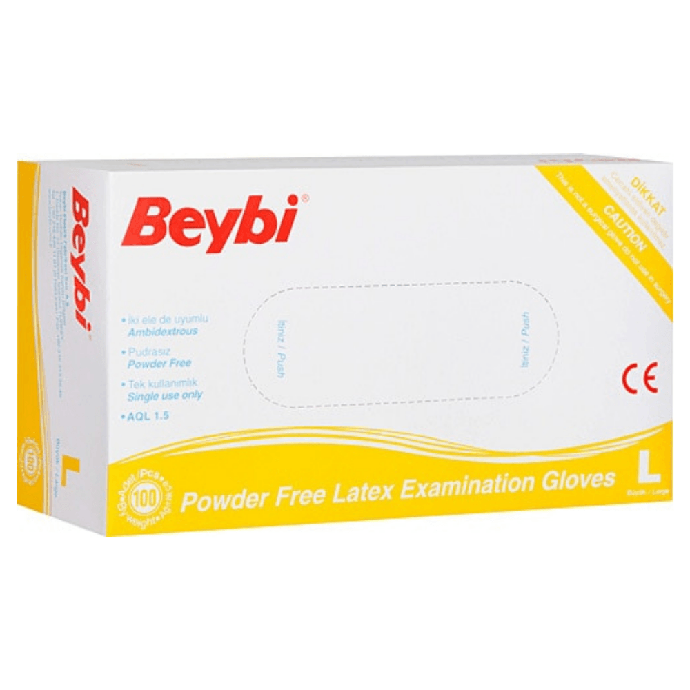 Beybi Pudrasız Lateks Muayene Eldiveni Large 100 Adet