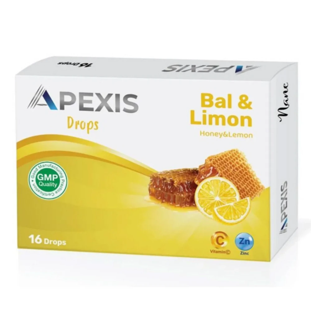 Apexis Drops Bal ve Limon Aromalı Pastil 16'lı