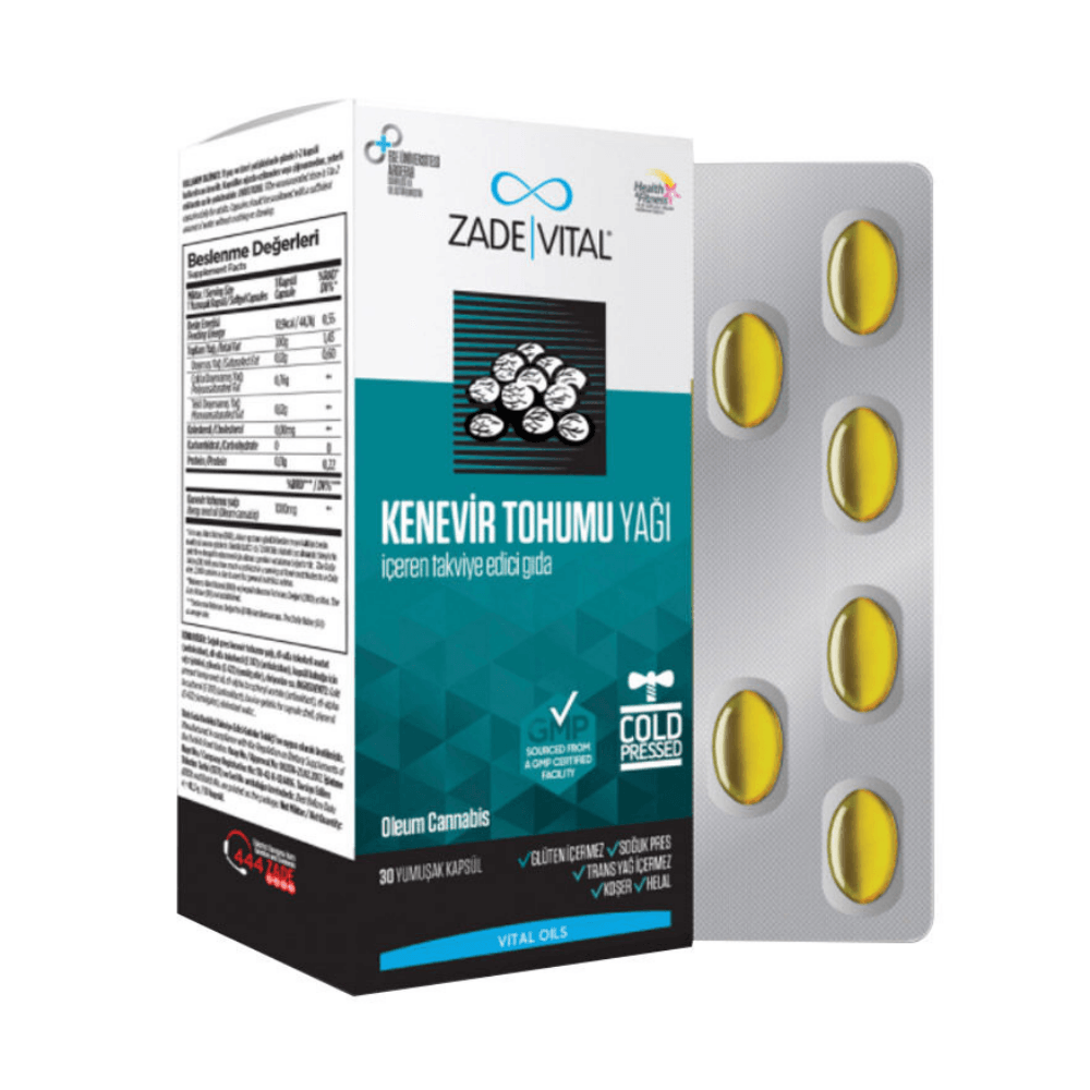 Zade Vital Kenevir Tohumu Yağı 1000 Mg 30 Kapsül