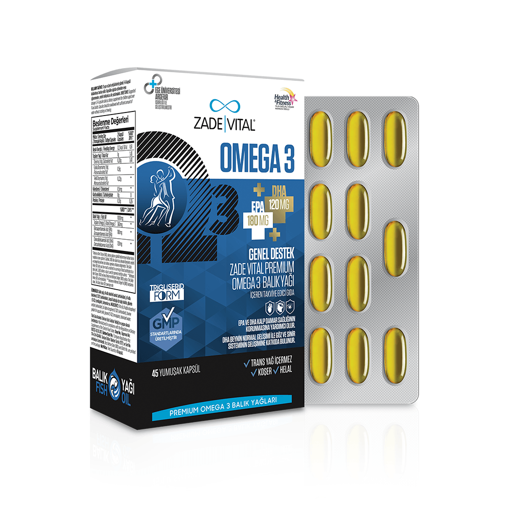 Zade Vital Omega 3 Balık Yağı Premium 45 Kapsül