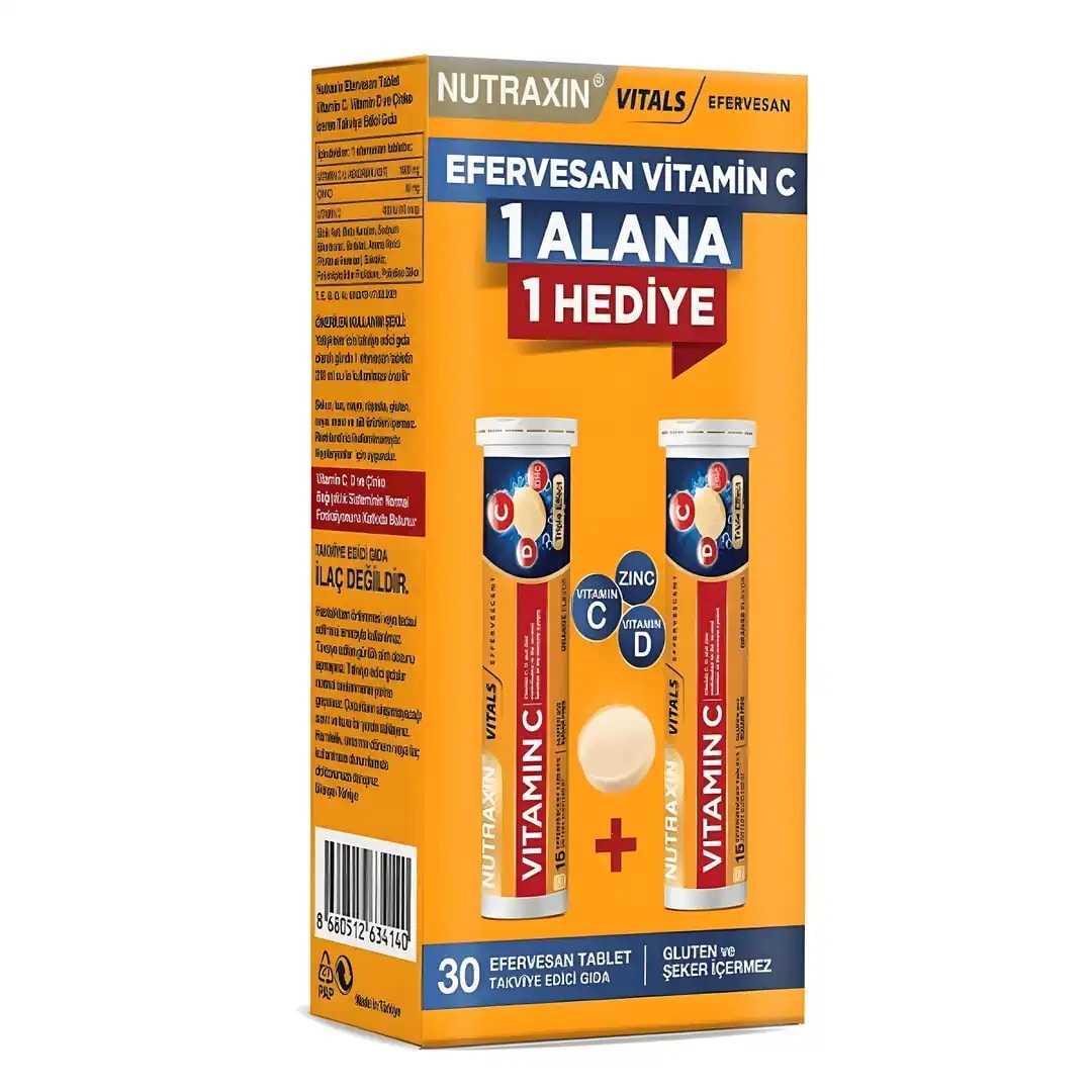 Nutraxin Vitamin C D Zinc 15 Efervesan Tablet - İkili Kofre