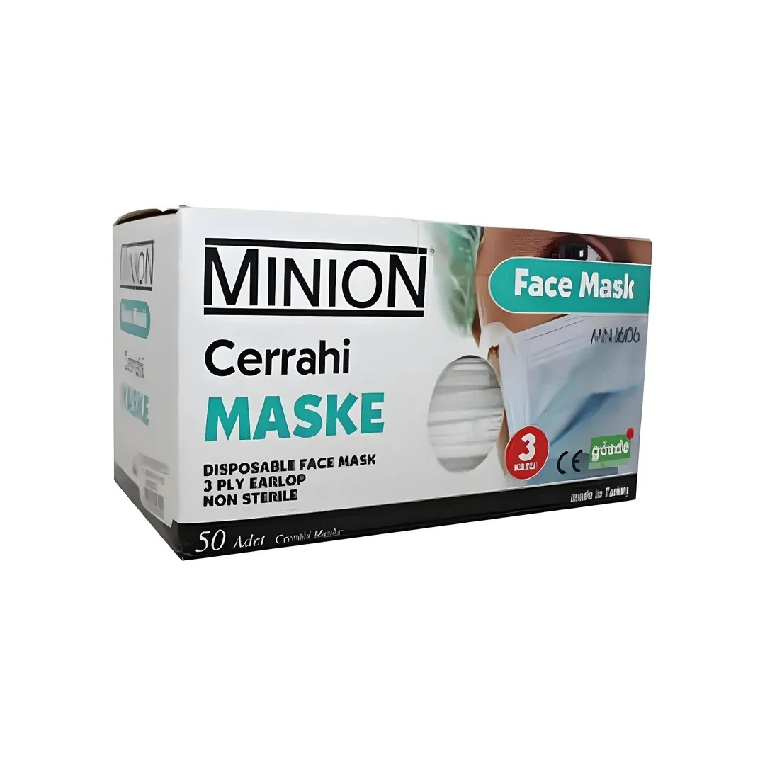 Minion 3 Katlı Meltblown Beyaz Cerrahi Maske Telli 50'li