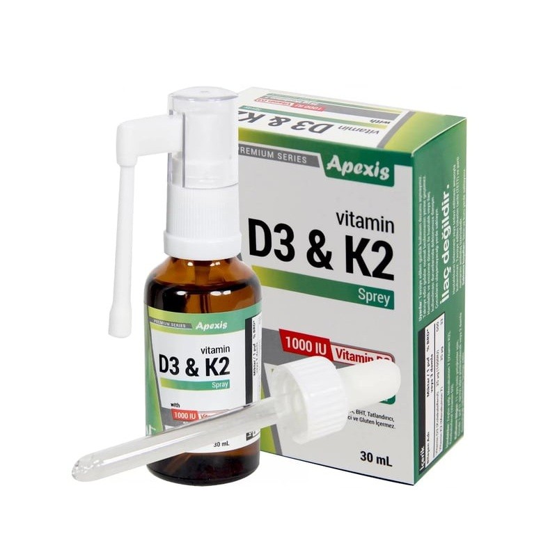 Apexis Vitamin D3 & K2 Takviye Edici Gıda Sprey 30 Ml