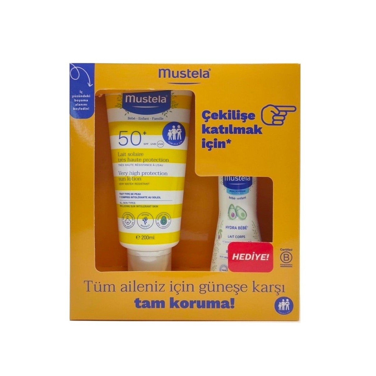 Mustela Spf50+ Çok Yüksek Koruma Faktörlü Güneş Losyonu 200ml + Hydrabebe Vücut Losyonu 100ml