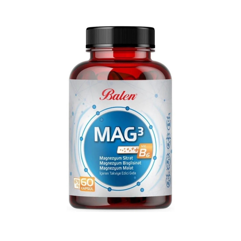 Balen Mag 3 Magnezyum Sitrat Bisglisinat Malat 679 mg 60 Kapsül