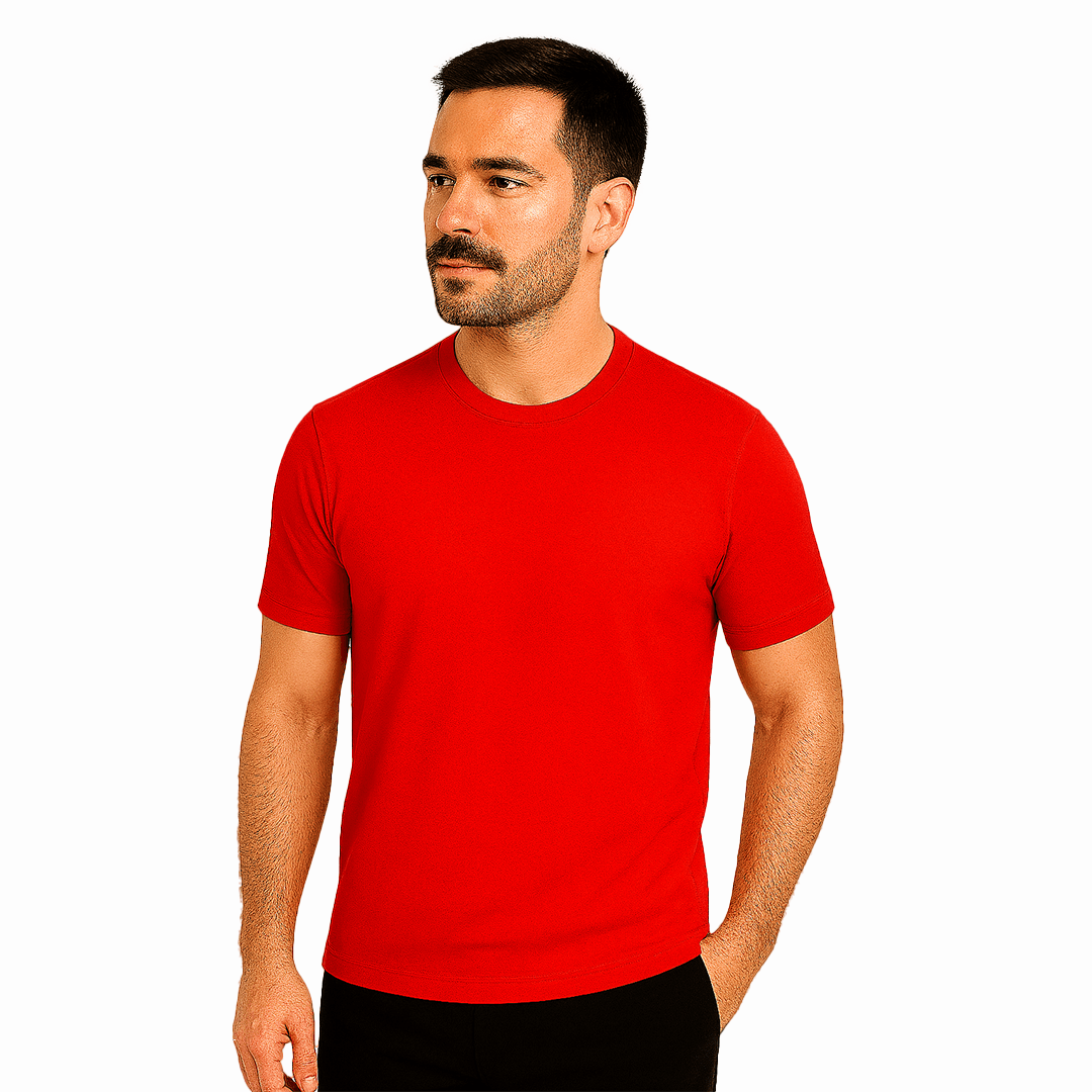 Sıfır Yaka Tişört - Kırmızı
