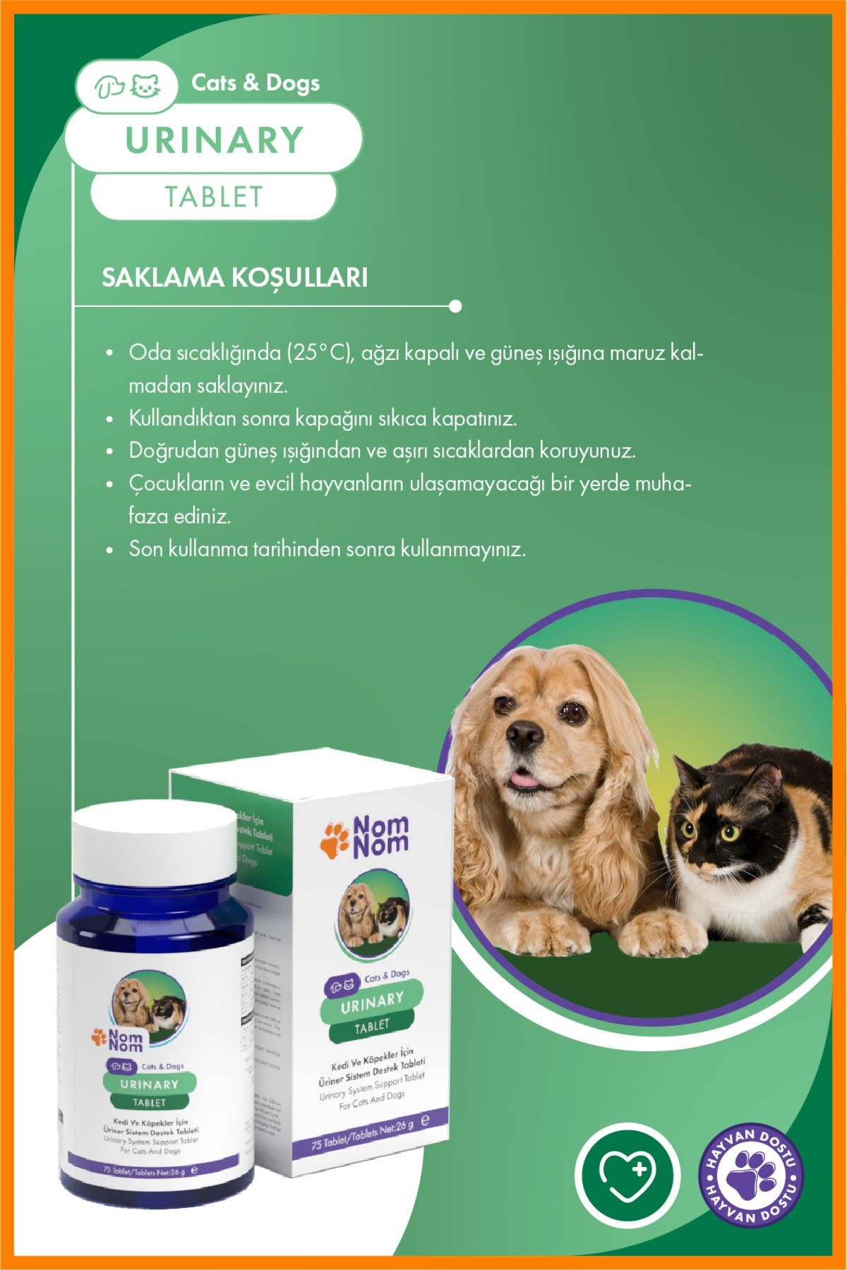 Kedi ve Köpek Urinary Tablet 75’li – İdrar Yolu Sağlığını Destekleyici Takviye