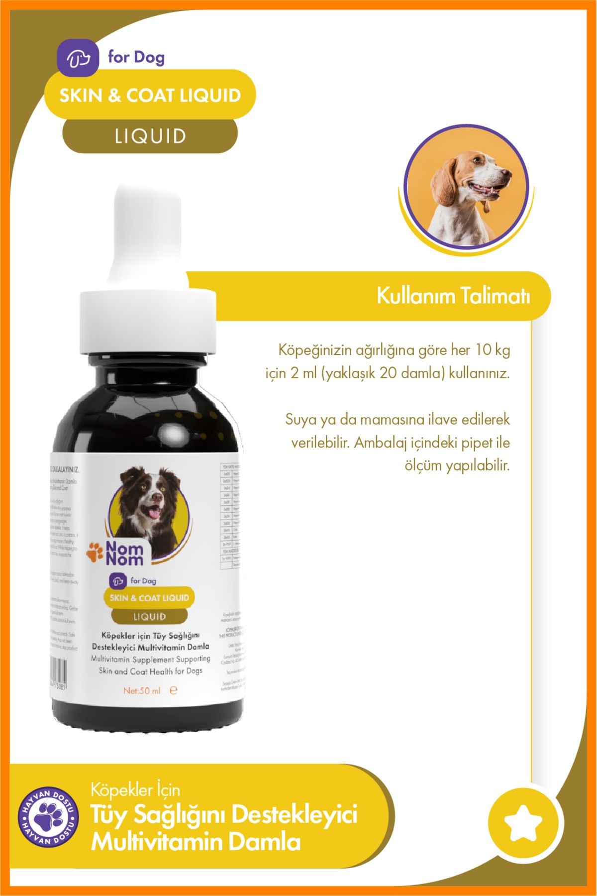 Köpek Skin & Coat Liquid – Tüy Sağlığını Destekleyici Multivitamin Damla