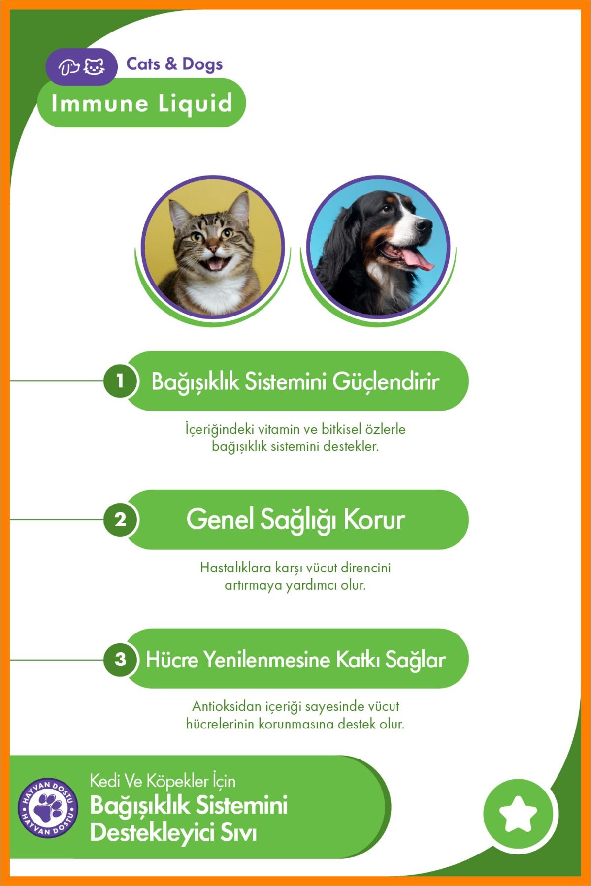 Kedi ve Köpek Immune Liquid 50 ml – Bağışıklık Sistemi Destekleyici, C Vitaminli